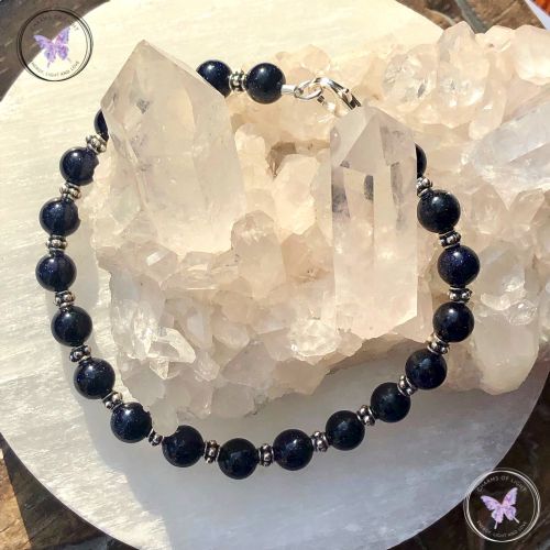 Blue Goldstone & Sterling Silver Bracelet